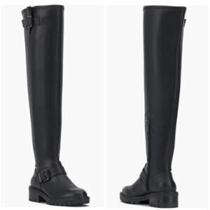 Vince Camuto Abrila Black Over-The-Knee Boot Sz 7 W-Calf Block Heel Lug Sole New